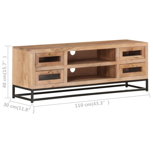 vidaXL TV Cabinet 43.3"x11.8"x15.7" Solid Acacia Wood