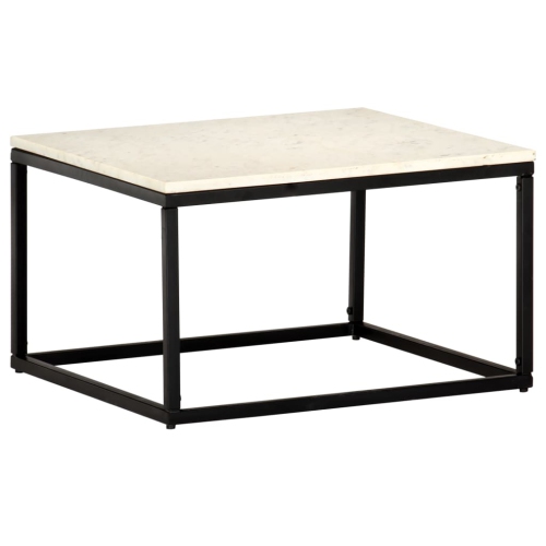 VIDAXL  Coffee Table White 23.6"x23.6"x13.8" Real Stone With Marble Texture