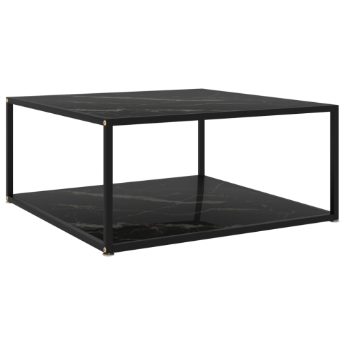 VIDAXL  Coffee Table Black 31.5"x31.5"x13.8" Tempered Glass