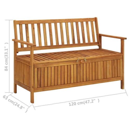 vidaXL Patio Storage Bench 47.2" Solid Acacia Wood