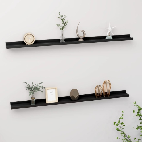 VIDAXL  Wall Shelves 2 PCs Black 45.3"x3.5"x1.2"