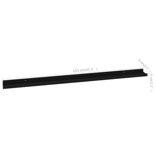 vidaXL Wall Shelves 2 pcs Black 45.3"x3.5"x1.2"