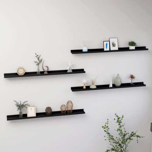 VIDAXL  Wall Shelves 4 PCs Black 39.4"x3.5"x1.2"