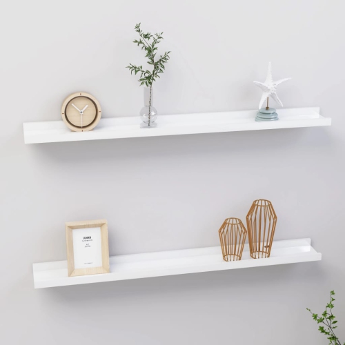 VIDAXL  Wall Shelves 2 PCs High Gloss 31.5"x3.5"x1.2" In White