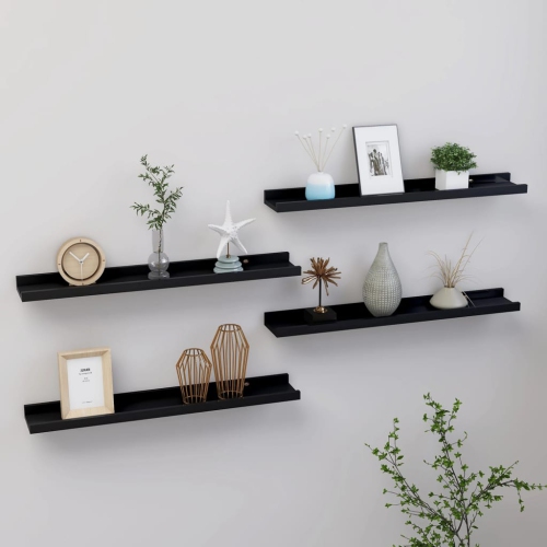VIDAXL  Wall Shelves 4 PCs 23.6"x3.5"x1.2" In Black