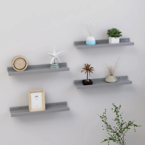 VIDAXL  Wall Shelves 4 PCs Gray 15.7"x3.5"x1.2"