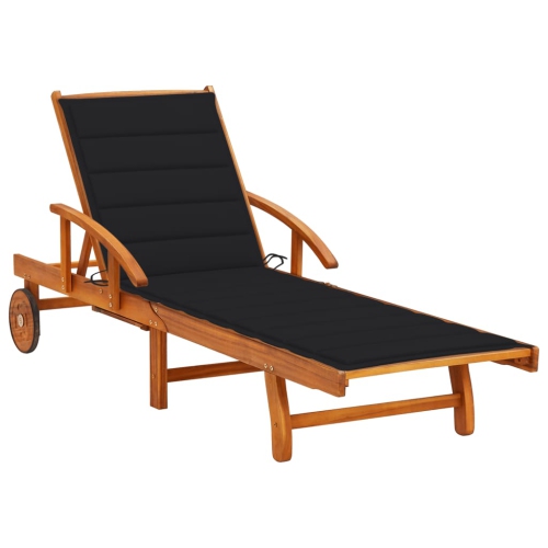 vidaXL Patio Sun Lounger with Cushion Solid Acacia Wood