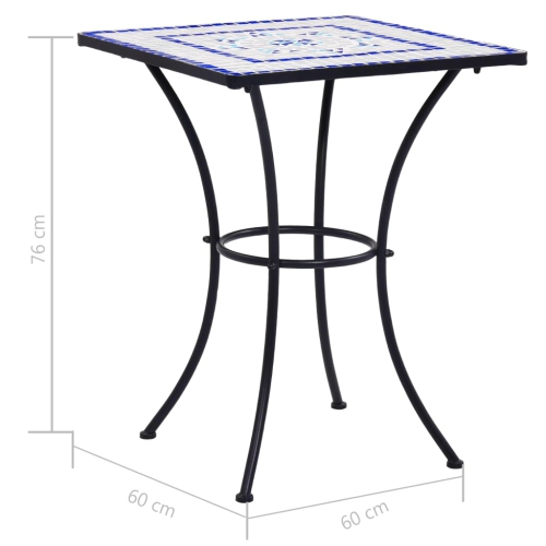 vidaXL Mosaic Bistro Table Blue and White 23.6" Ceramic