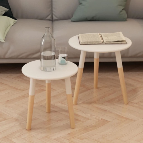 VIDAXL  Side Table Set 2 Pieces Solid Pinewood In White