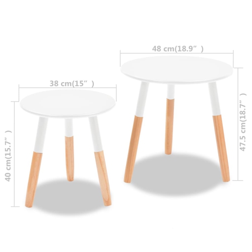 vidaXL Side Table Set 2 Pieces Solid Pinewood White