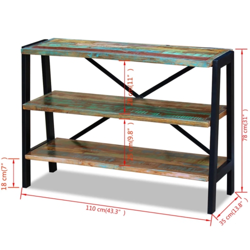 vidaXL Sideboard 3 Shelves Solid Reclaimed Wood