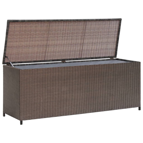 vidaXL Patio Storage Box Brown 47.2"x19.7"x23.6" Poly Rattan