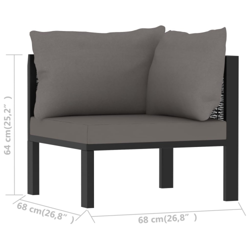 vidaXL Sectional Corner Sofa with Left Armrest Poly Rattan Anthracite