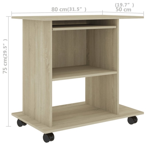 vidaXL Computer Desk Sonoma Oak 31.5"x19.7"x29.5" Chipboard