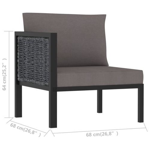 vidaXL Sectional Corner Sofa with Right Armrest Poly Rattan Anthracite