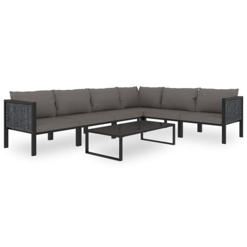vidaXL Sectional Corner Sofa with Right Armrest Poly Rattan Anthracite