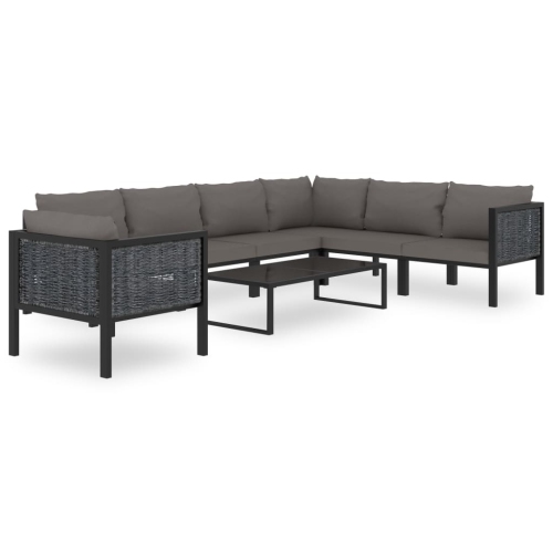 vidaXL Sectional Corner Sofa with Right Armrest Poly Rattan Anthracite