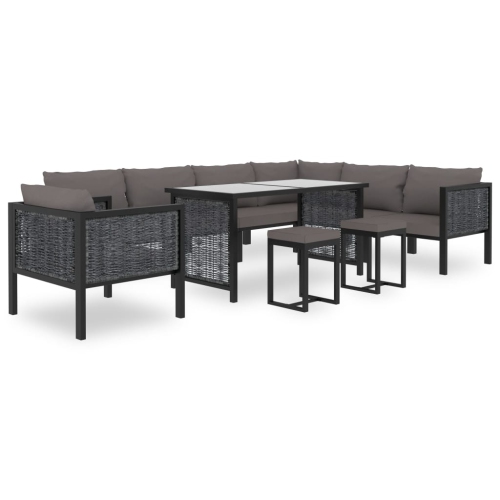 vidaXL Sectional Corner Sofa with Right Armrest Poly Rattan Anthracite