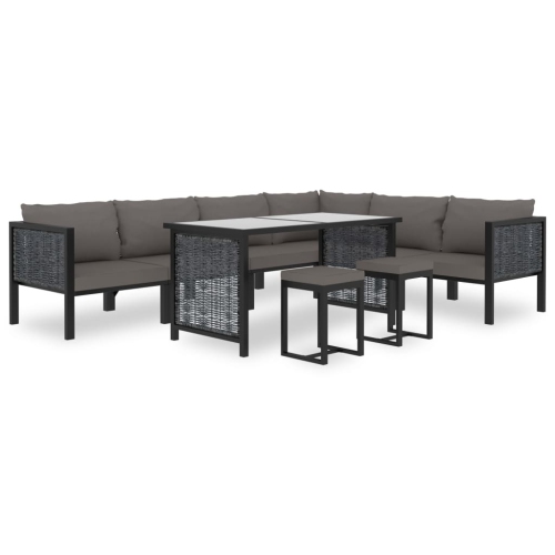 vidaXL Sectional Corner Sofa with Right Armrest Poly Rattan Anthracite