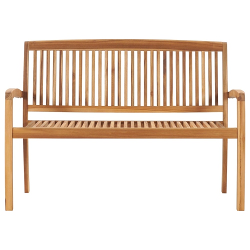 vidaXL Stacking Patio Bench with Cushion 50.6" Solid Teak Wood