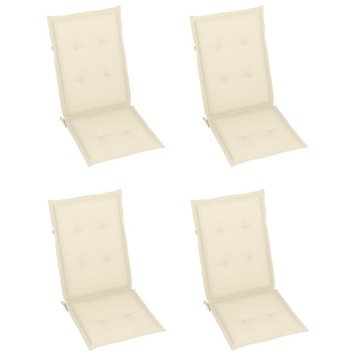 Chaises de patio VidaXL, 4 pièces, coussins crème, teck massif