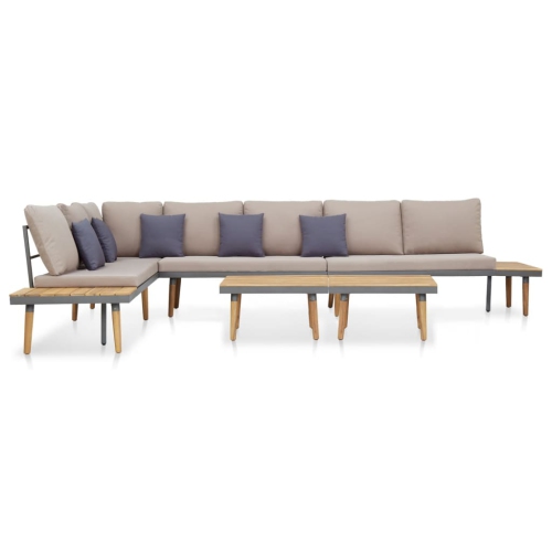 VIDAXL  7-Seater Patio Lounge Set With Cushions Solid Acacia Wood In Brown
