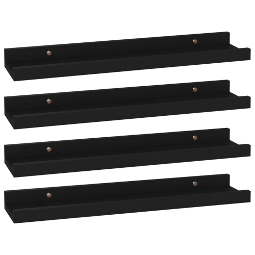vidaXL Wall Shelves 4 pcs Black 15.7"x3.5"x1.2"