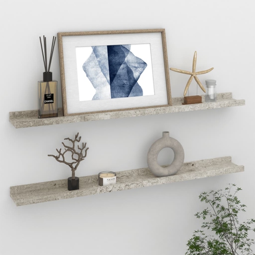 VIDAXL  Wall Shelves 2 PCs Concrete 31.5"x3.5"x1.2" In Gray