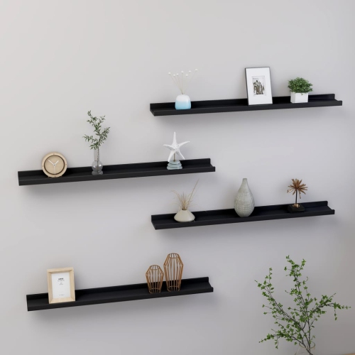 VIDAXL  Wall Shelves 4 PCs Black 31.5"x3.5"x1.2"