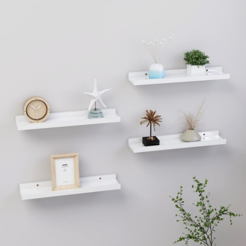 VIDAXL  Wall Shelves 4 PCs High Gloss 15.7"x3.5"x1.2" In White