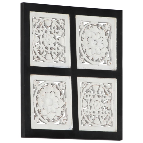 VIDAXL  Hand-Carved Wall Panel Mdf 15.7"x15.7"x0.6" Black And In White