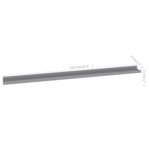 vidaXL Wall Shelves 4 pcs Gray 45.3"x3.5"x1.2"