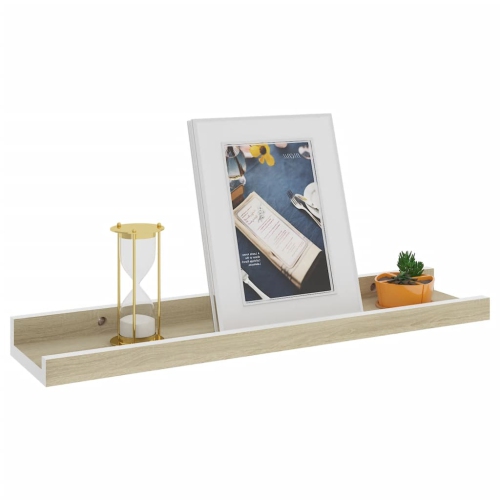 vidaXL Wall Shelves 4 pcs White and Sonoma Oak 15.7"x3.5"x1.2"