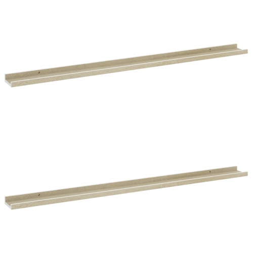 vidaXL Wall Shelves 2 pcs White and Sonoma Oak 45.3"x3.5"x1.2"