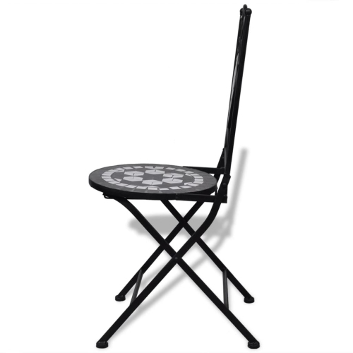 vidaXL Folding Bistro Chairs 2 pcs Ceramic Black and White