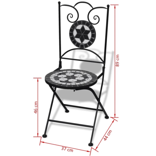 vidaXL Folding Bistro Chairs 2 pcs Ceramic Black and White
