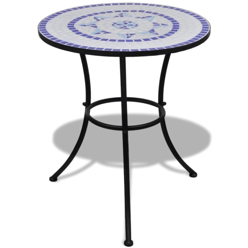 Table bistro VidaXL bleu et blanc mosaïque de 23.6 po