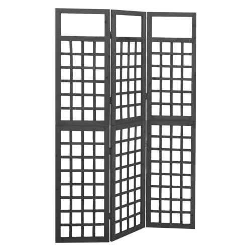 VIDAXL  3-Panel Room Divider/trellis Solid Fir Wood 47.6"x70.9" In Black