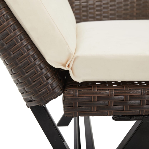 vidaXL Patio Bench with Cushions 69.3" Brown Poly Rattan