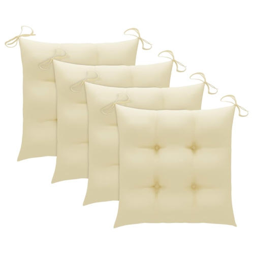 Chaises de patio VidaXL avec coussins blanc crème, 3 pièces, teck massif