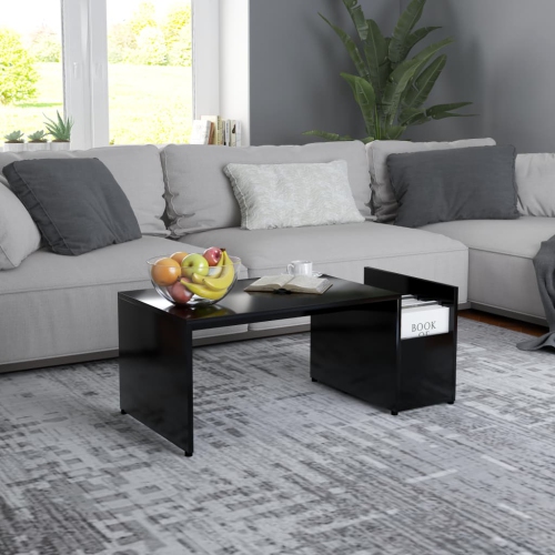 vidaXL Coffee Table Black 35.4"x17.7"x13.8" Chipboard