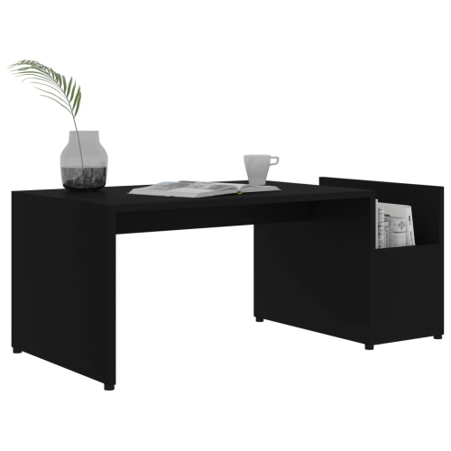 vidaXL Coffee Table Black 35.4"x17.7"x13.8" Chipboard
