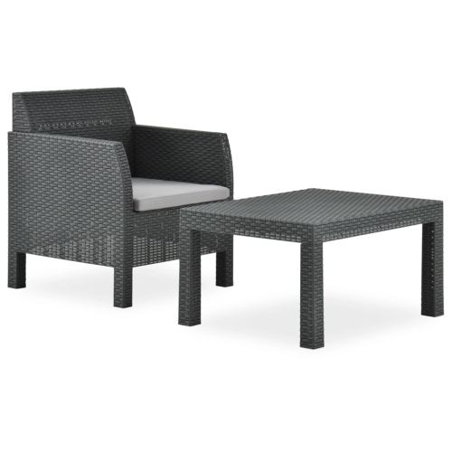 VIDAXL  2 Piece Patio Lounge Set With Cushion Pp Anthracite