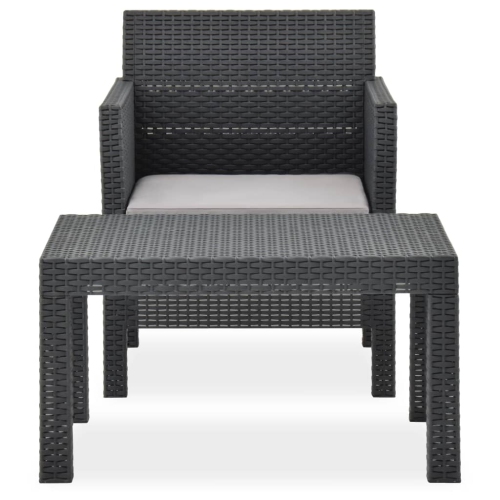 vidaXL 2 Piece Patio Lounge Set with Cushion PP Anthracite