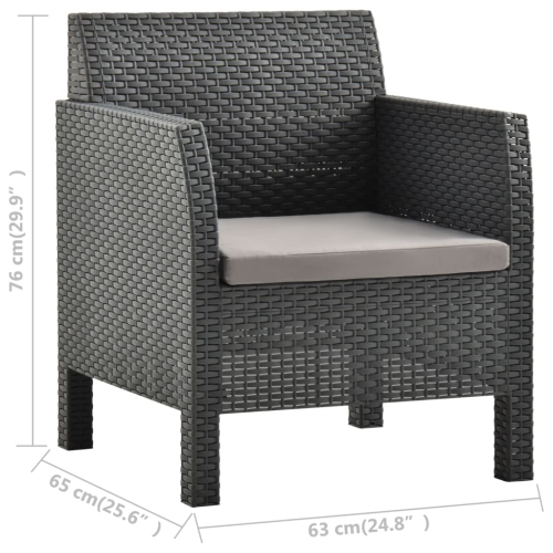 vidaXL 2 Piece Patio Lounge Set with Cushion PP Anthracite