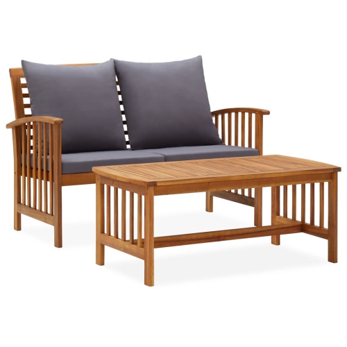 VIDAXL  2 Piece Patio Lounge Set With Cushions Solid Acacia Wood