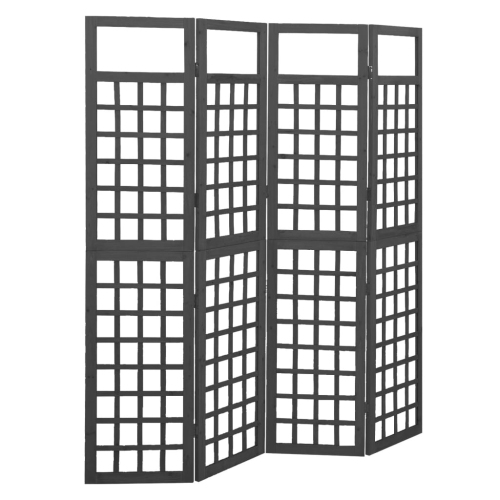 VIDAXL  4-Panel Room Divider/trellis Solid Fir Wood 63.4"x70.9" In Black