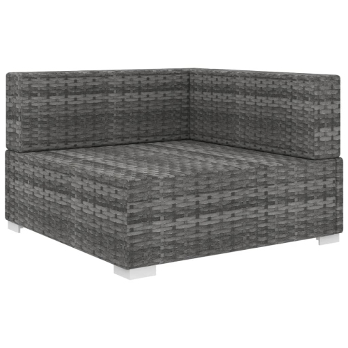 vidaXL Sectional Corner Chair with Cushions Poly Rattan Gray
