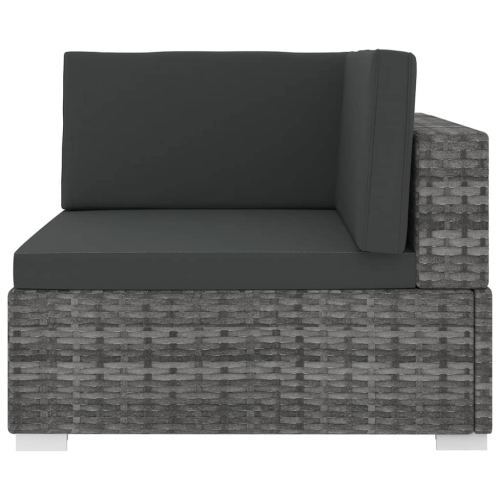 vidaXL Sectional Corner Chair with Cushions Poly Rattan Gray