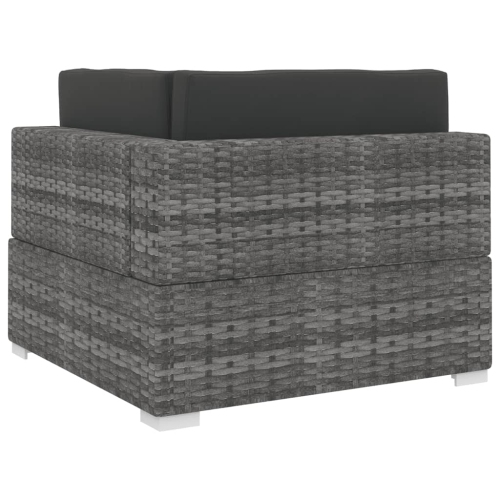 vidaXL Sectional Corner Chair with Cushions Poly Rattan Gray